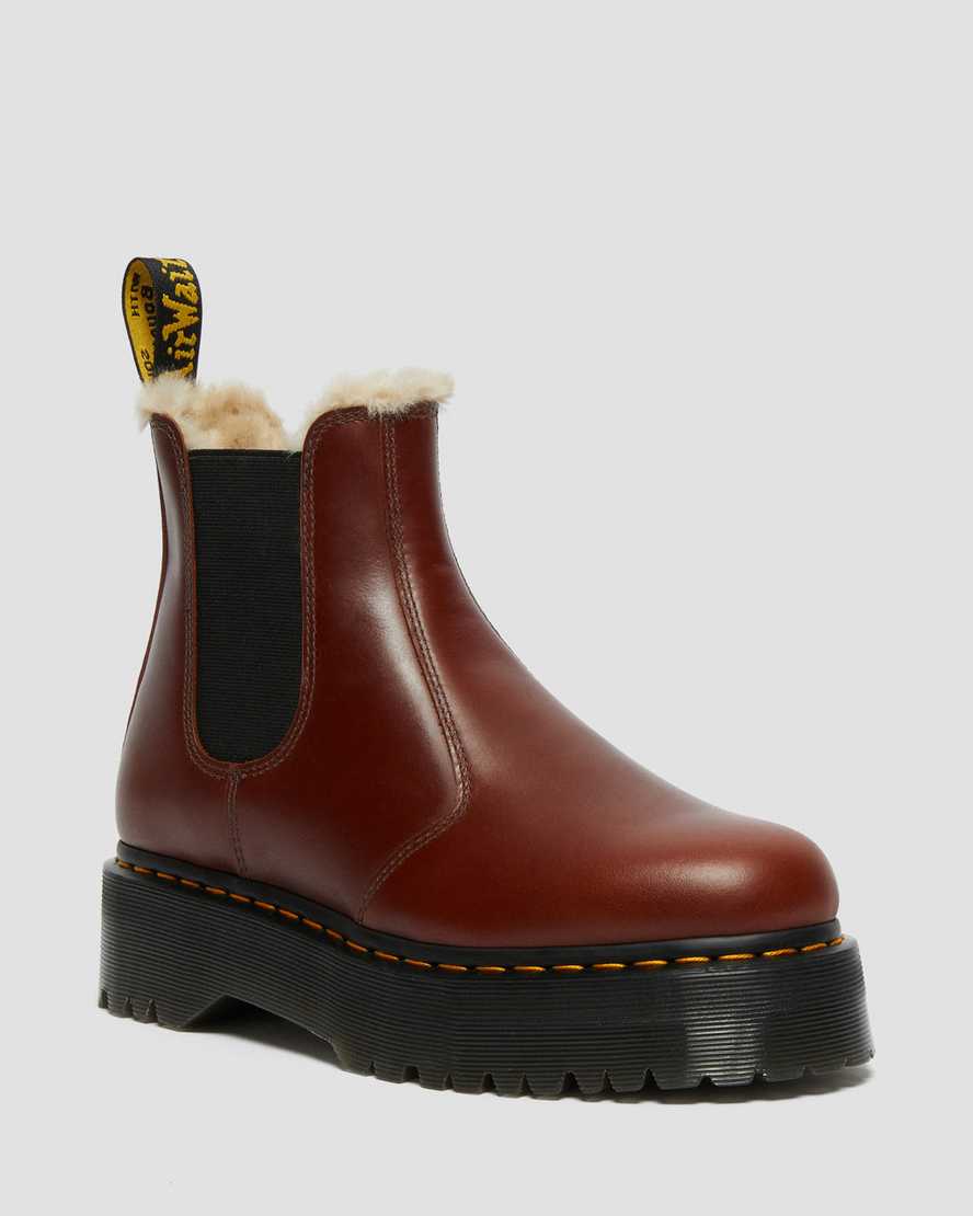 Dr. Martens 2976 Faux Fur Lined Miesten Platform Nilkkurit - Ruskea Nilkkurit [485-WQBUVN]